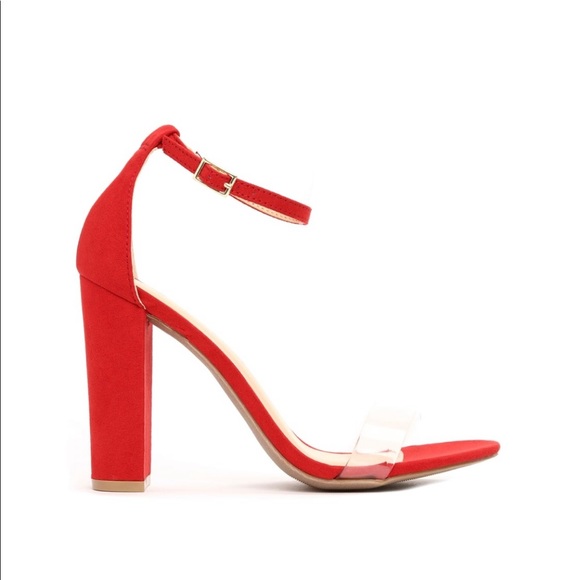 Red with clear strap Fashion nova heels, size 7 - Picture 2 of 5